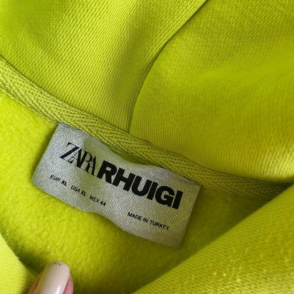 Zara x Rhuigi Men's Lime Green Hoodie Sweatshirt Size XL Pullover Streetwear - Picture 7 of 11